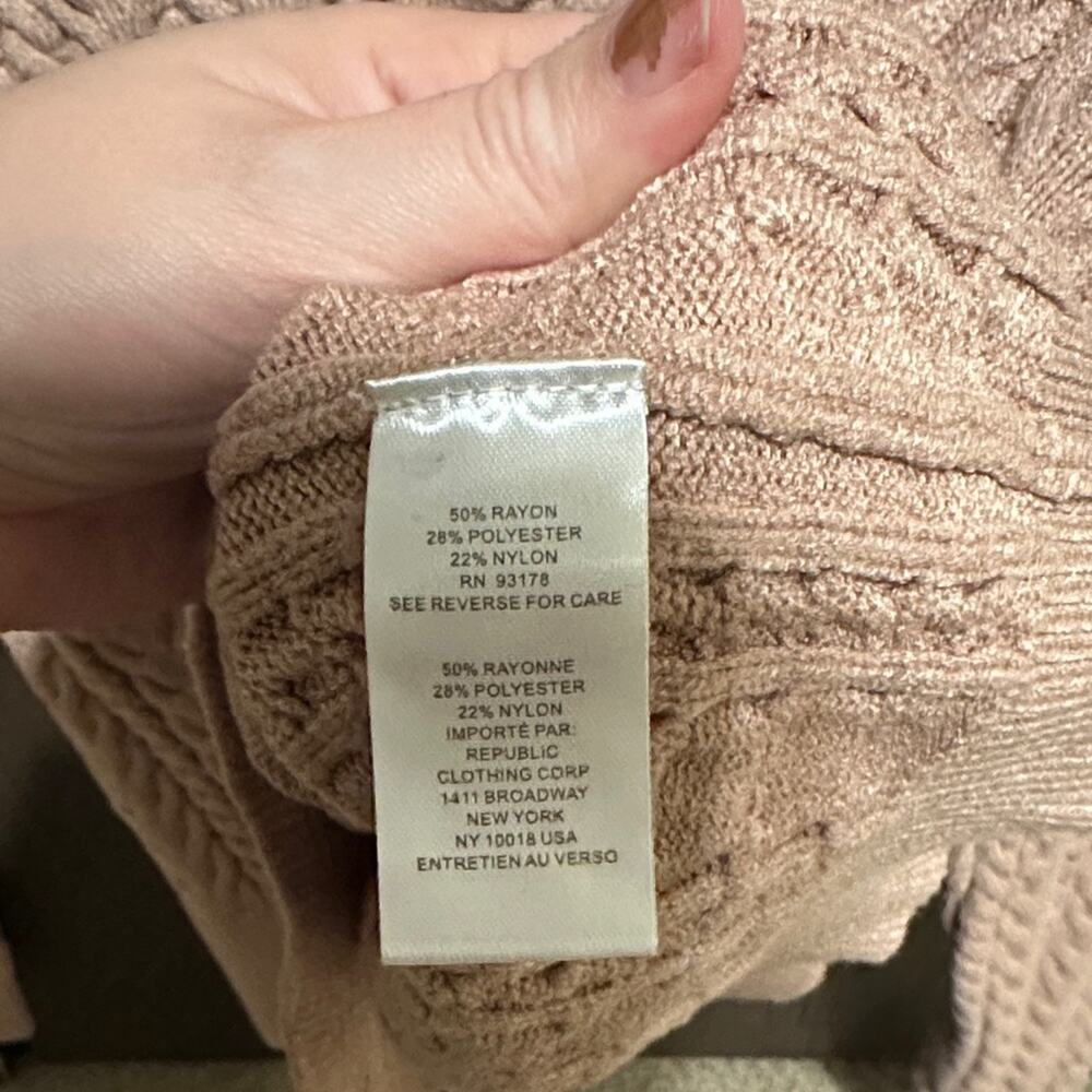 Tahari Camel Cable Knit Cardigan - size medium - Picture 3 of 4